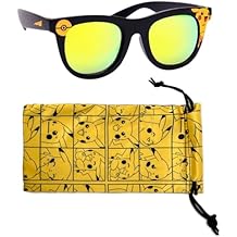 ARKAID Pokemon Pikachu Black Frame Sunglasses - Stylish, Comfortable & Durable UV-Protection Pokemon Black Sunglasses with Soft Carrying Case - Officially Licensed