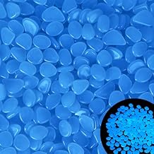 2LB 500PCS Glow in The Dark Pebbles Outdoor Glow Stones for Driveway Yard Grass Blue Decorative Stones for Garden Glow Rocks for Lawn Landscape Decor,Blue (0.8)